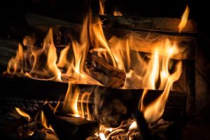 fireplace burning wood