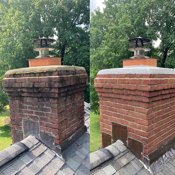 Before and After photos of Chimney Restoration