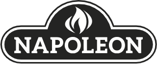 Napoleon logo with flame above the wording.